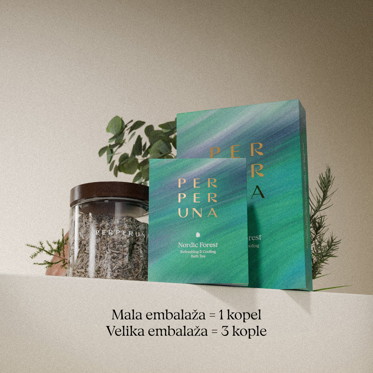 Nordic Forest 50 g – kopalni čaj: majhna embalaža = 1 kopel, velika embalaža = 3 kopeli
