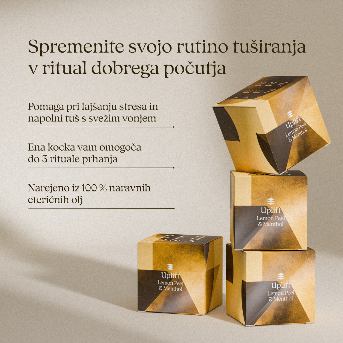 Zložene škatle aromatične prhalne kocke Uplift