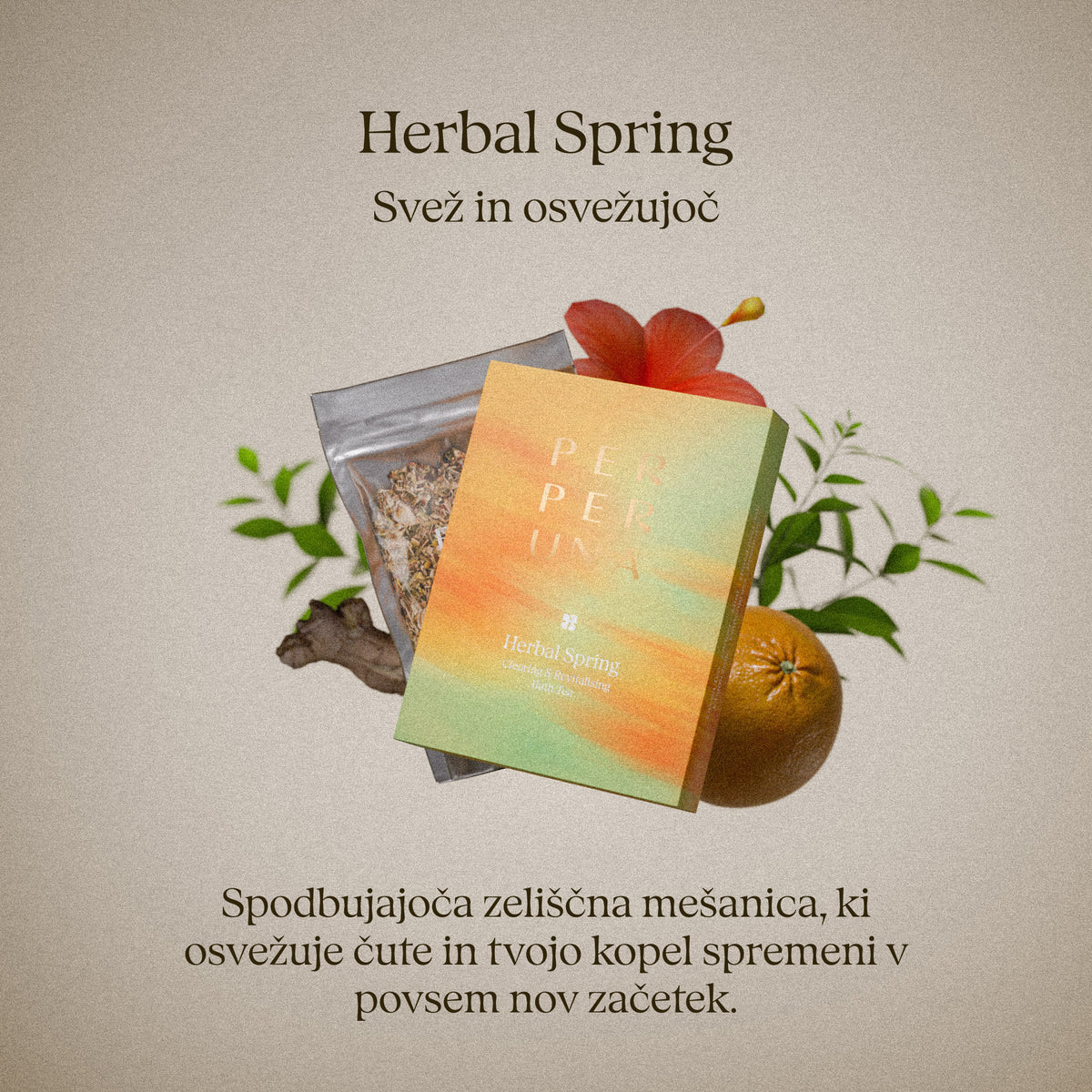 Herbal Spring 50 g – kopalni čaj: kartica vonja